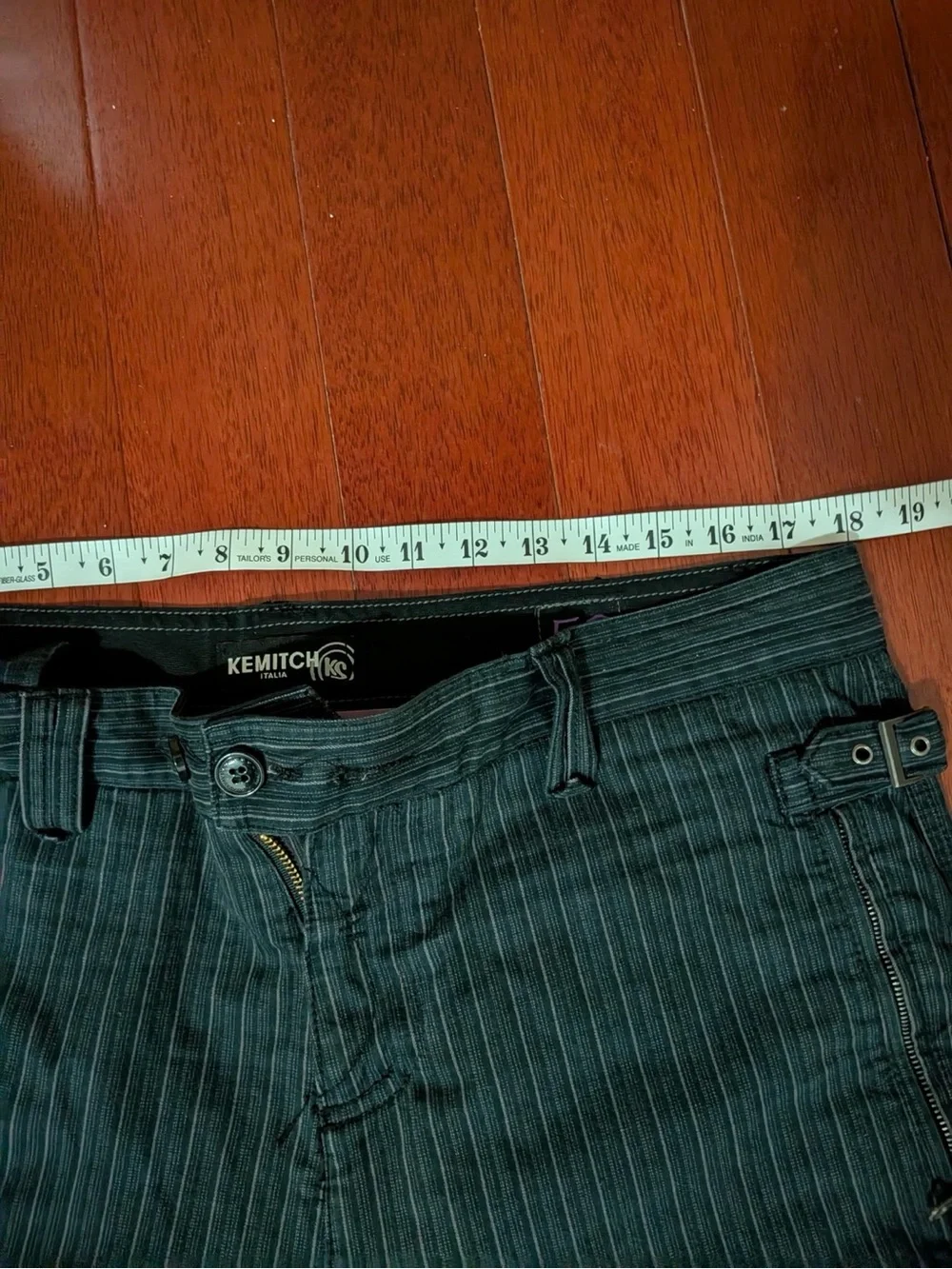 Men's Black Pinstripe Cargo Pants with Utility Pockets